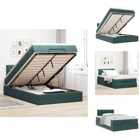Lit ottoman avec matelas vert foncé 120x190 cm velours - Cadre De Lit Ottoman - Cadres De Lit Ottomans - Lit Ottoman - Lits Ottomans (1/5)