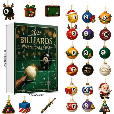 Calendrier de l'Avent 2025 - Boîte surprise Stray Kids Goddess Coin - Décoration de sapin de Noël - Boule de billard (GJ605-001) - Ornement plat en acrylique