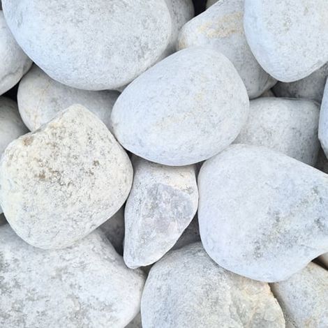 King Matériaux – Gravier blanc roulé 60/100 – Sac de 400 kg – Granulométrie 60/100 – Pour allées et jardinières (1/5)