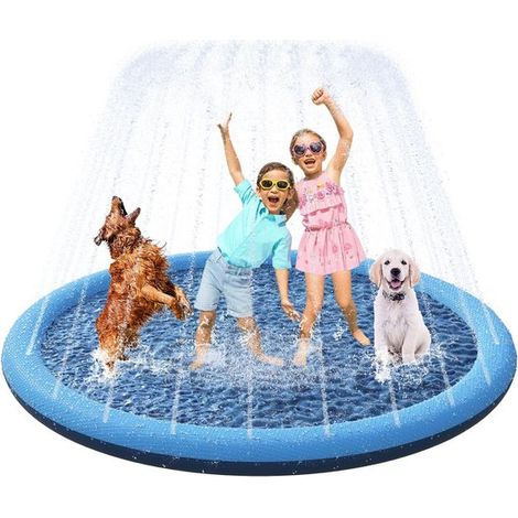 Piscine pour chien avec jets d'eau - Douche antidérapante pour chien - Rafraîchissante - Renforcée et durable - Jouet aquatique pliable - Idéale pour l'été, le jardin, la plage ou la cour - 150 cm - B (1/5)