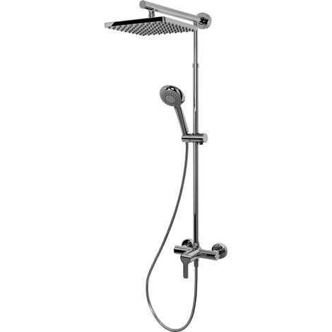 Schulte Duschsystem, Verchromt, Korpus aus Messing, Duschmaster Rain mit Regendusche, mit Einhebelmischer, Kopfbrause eckig