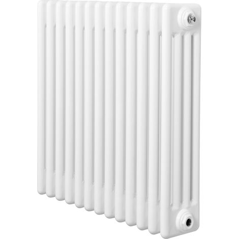 Radiador Tradicional Horizontal 4 Columnas - Blanco 600mm x 605mm Acero Premium 756 W Soportes, Kit, Cepillo Garantía 15 Años Calefacción Eficiente y Elegante