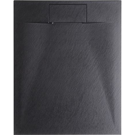 Plato de ducha minimalista con desagüe SMC efecto piedra natural 80 x 120 x 3 cm negro Azzurro (1/5)