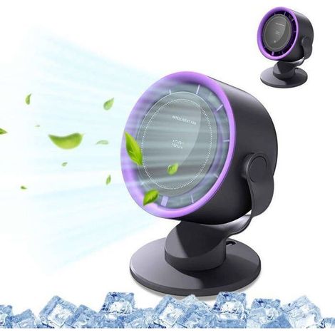 Mini-Tischventilator mit Turboaufladung, einstellbarer Geschwindigkeit, Akku und LED-Anzeige für Zuhause, Büro und Tisch – Schwarz (1/5)