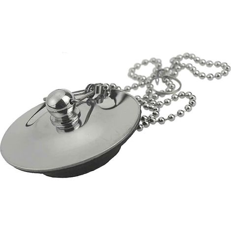 Bouchon d'évier avec chaînette, bouchon de vidange de baignoire antirouille avec joint en caoutchouc, couvercle de vidange pour évier, baignoire et bassin (40 mm à 60 mm) (1/5)