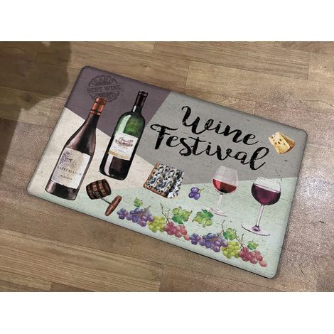 Modern European Style Oil-Resistant Kitchen Floor Mat, Household Long Strip Waterproof Non-Slip Mat - Letter Bottle - 6191cm