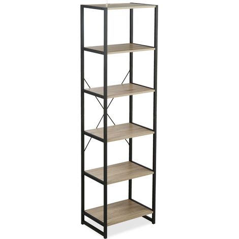 Scaffale da terra industriale 180 x 60 x 30 cm 6 livelli portaoggetti versatile in metallo nero 130004755