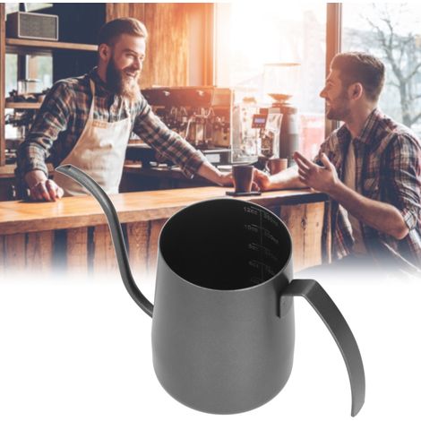 Cafetière à filtre en acier inoxydable 304 avec revêtement en téflon, bouilloire à filtre épaisse, 350 ml, noire (1/5)
