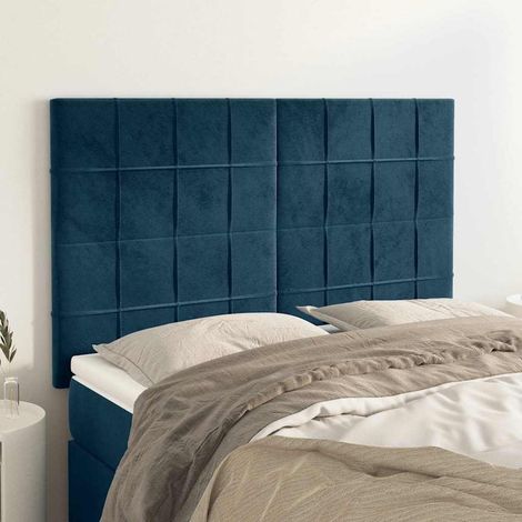 vidaXL Cabecero de cama azul oscuro 144x5x118/128 cm Terciopelo (1/5)