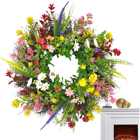 Couronne Florale Panneau Fleurs Artificielles Résistant aux UV Couronnes d'Été pour Porte d'Entrée pour Maison Ferme Entrée Intérieure Balcon Mur Fenêtre Porche Patio (1/5)