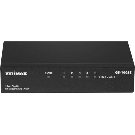 Edimax Switch di Rete 5 Porte Gigabit Non Gestito Montabile a Parete Nero GS-1005E (1/5)