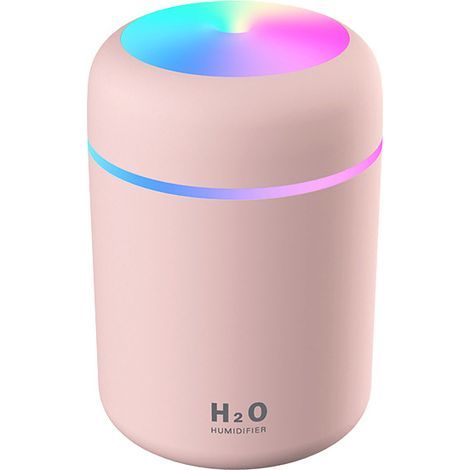 Air Humidifier, Mini Ultrasonic Humidifier with 2 Adjustable Mist Modes, Auto Shut-Off and Colorful Night Light, USB Portable Humidifier for Car, Home, Office, Bedroom (Pink)