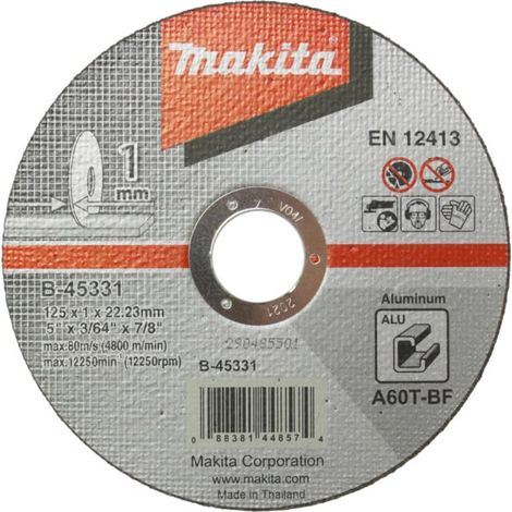 Makita – Disque à lamelles pour meuleuse 125mm – Épaisseur 1,0mm – Alésage 22,23mm – A60T pour coupe aluminium – B45331 (1/3)