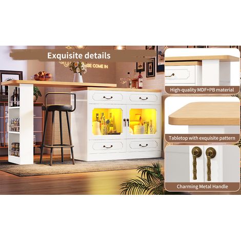 Table de repas convertible, avec un espace de rangement (135-203×39×92,8 cm). La table peut être tournée à 360°. Elle convient parfaitement pour les chambres, les salons et les salles à manger (1/5)