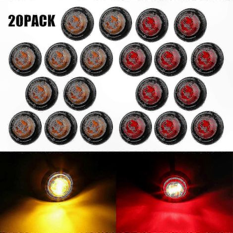 Feux de position latéraux à LED pour véhicules, camions et remorques – Lot de 20 lampes de gabarit blanches, clignotants et feux de dégagement universels. (1/5)