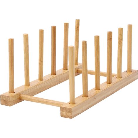 Dish Drain Rack - Bamboo Kitchen Drying Rack For Plates Cups And Tableware - Natural Material Non Slip Base - 1 Piece (1/3)