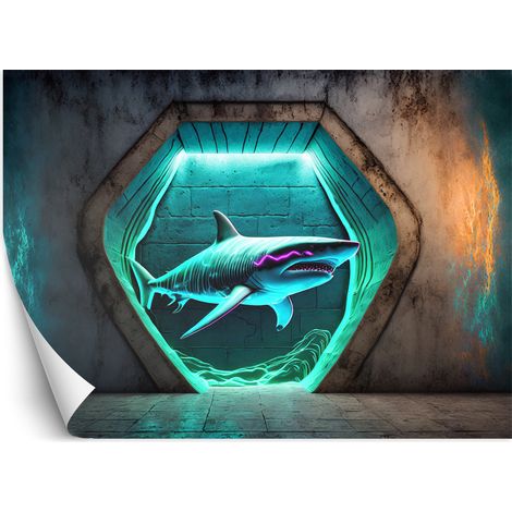 Fototapete Tiere Neon Delphin 100x70 cm (1/5)