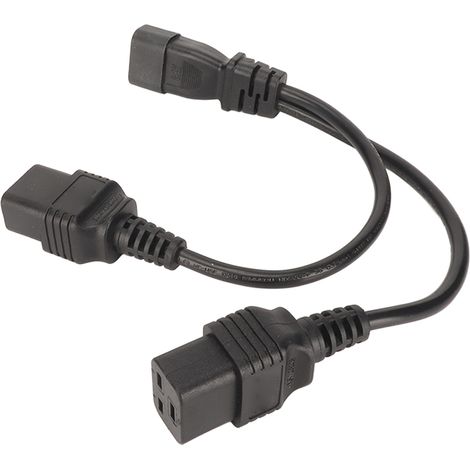 Câble d'alimentation Y Splitter IEC320 C14 vers Double C19, 10A 250V, 32cm (1/5)