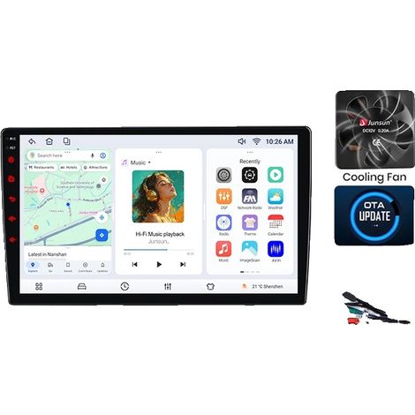 Radio para coche, reproductor multimedia, sistema de navegación, compatible con Renault Kangoo 2 (FW/KW) 2008-2021, navegación GPS Android con ventilador de refrigeración integrado, V7 (4GB-64GB) (1/2)