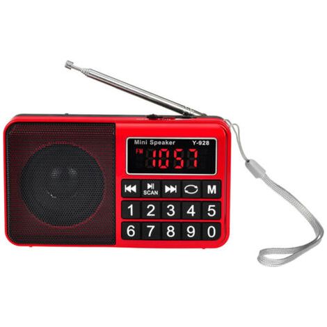 Tragbares Radio FM/AM(MW)/SW/USB/Micro-SD/MP3, Radio mit großen Tasten und großem Bildschirm, tragbares Radio, wiederaufladbarer Akku 1200 mAh (Schwarz)