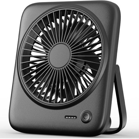 Ventilateur de bureau personnel Otlonpe - Noir 16,5 cm - Batterie rechargeable 4000 mAh - Alimentation USB et piles - 4 vitesses - Ventilateur sans fil silencieux - Idéal pour la chambre, le bureau et (1/5)