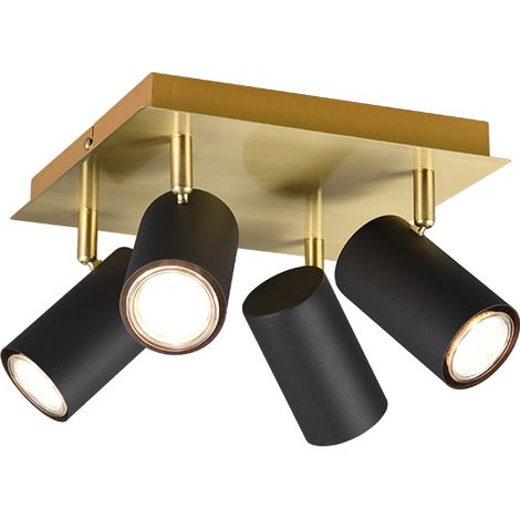 Spot mural Trio MARLEY 4xGU10 noir/laiton orientable (1/4)
