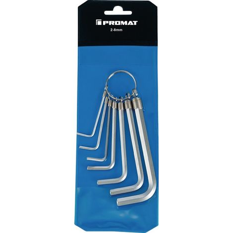 Set di cacciaviti offset, 7 pezzi tasca in plastica SW 2-8mm corto su anello S2 acciaio PROMAT
