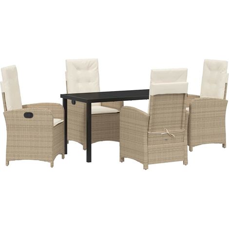 Maison Exclusive - Set da Pranzo per Giardino con cuscino 5 pcs Beige polyrattan (1/5)
