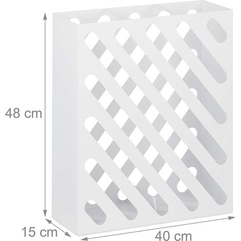 Paragüero grande rectangular de diseño en acero blanco 130002211