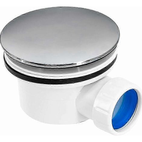 Bonde de douche pour receveur de douche, diamètre de perçage 90 mm, coque en ABS chromé, montage rapide, format compact - Yvan (1/2)