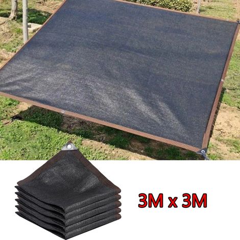 18pin filet d'ombre ombre de jardin plante anti UV couvrant l'ombre 85% voile extérieure 3 x 3m Noir (1/5)