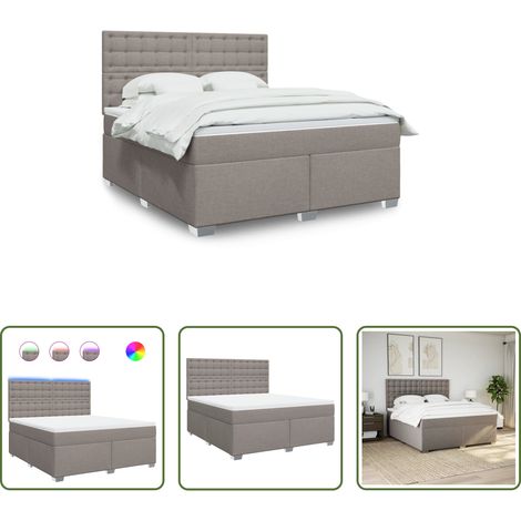 vidaXL LED-Beleuchtung - Boxspringbett mit Matratze Taupe 180x200 cm Stoff (1/5)