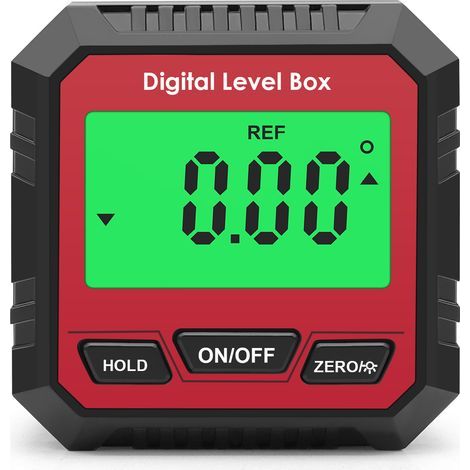 Digital inclinometer with LCD screen and magnetic backlight for woodworking, construction and automotive applications, red (1/5)