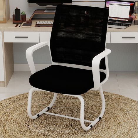 Chaise bureau mesh dossier aéré métal noire blanche OKMYHOME (1/5)