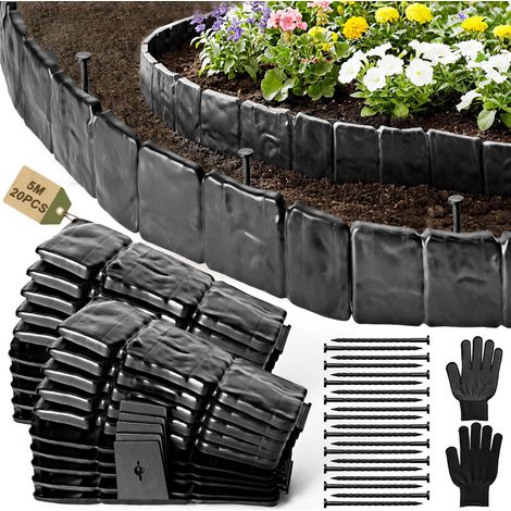 Bordure Jardin Exterieur, Bordure de Jardin Flexible Plastique (Noir) (1/5)