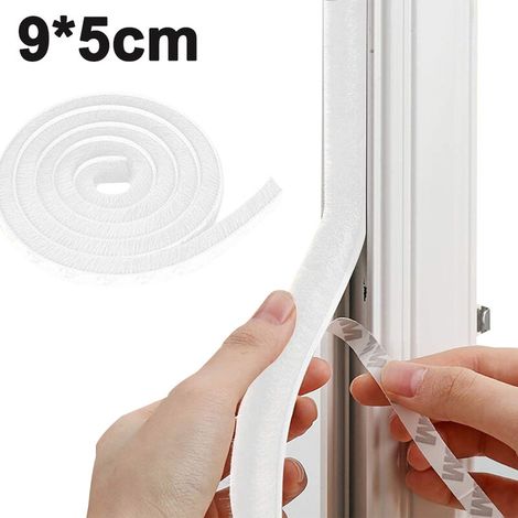 Spazzola sigillante per porte e finestre, striscia sigillante autoadesiva in feltro, antivento, repellente per insetti, 9 x 5 mm, bianca (1/5)