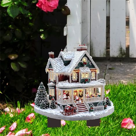 Villa De Village De Noël - Décoration En Acrylique 2D Pour Intérieur Et Extérieur - Scène Hivernale Avec Maison Enneigée - Lot De 1 (1/5)