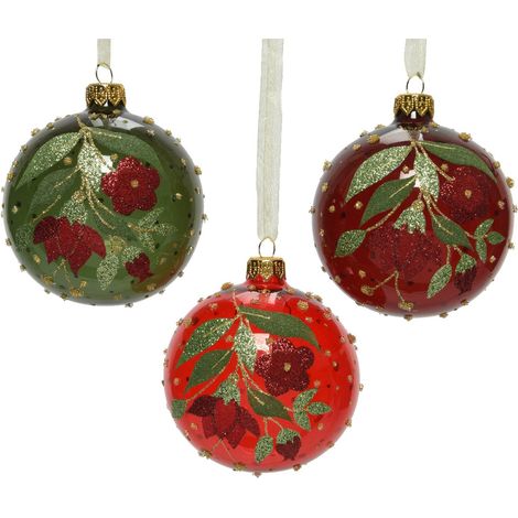 Palline per albero di Natale in vetro decorato da Ø 8 cm, confezione da 12 pezzi (1/4)