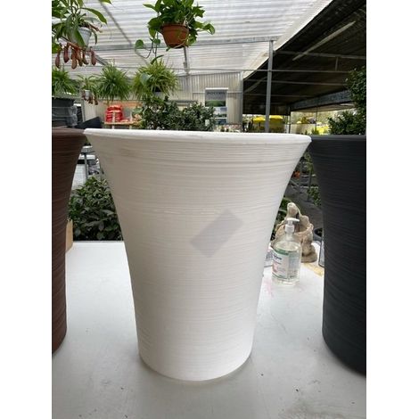 Vase rond en résine 'Mimosa' d'une hauteur de 50 cm ELBI - Couleurs : Gris industriel - Colori: Bianco