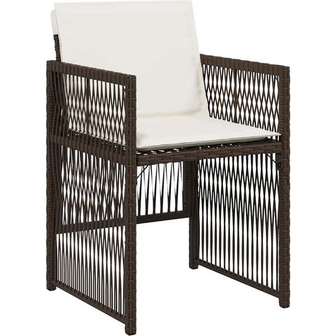 Garden Chairs with Cushions 4 pcs Brown Poly Rattan vidaXL (1/5)