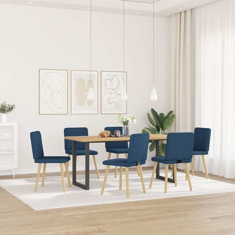 Maison Exclusive - Esszimmerstühle 6 Stk. Blau Stoff