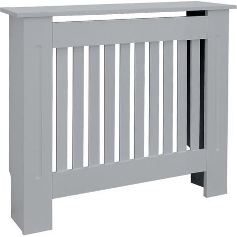 Ml-Design – Cache-radiateur en MDF gris 78x19x82 cm – Style campagnard – Montage mural facile – Étagère décorative pour salon et chambre (1/5)