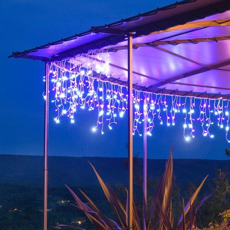 Guirlande stalactite de Noël LED blanc pur et bleu 8 m connectable (1/4)