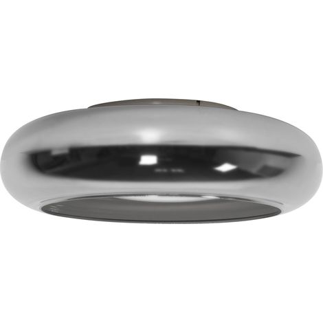 Ceiling Lamp Silver Glass Integrated LED Ring Shape Shade Metal Base with Dimmer Retro Style NITH (1/5)