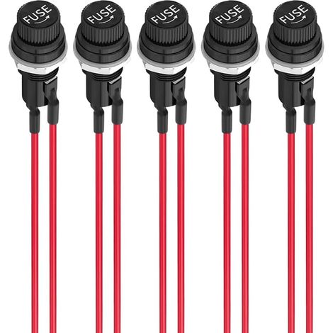 5-teiliger, vorverdrahteter Sicherungshalter 6×30 mm, AC 10 A 250 V, schwarze Schraubkappe, zur Schalttafelmontage