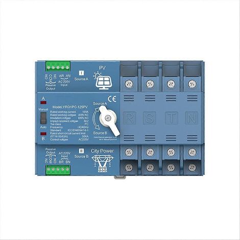 Commutateur automatique double alimentation ATS pour générateur ou énergie photovoltaïque vers alimentation secteur, onduleur solaire, C (1/5)