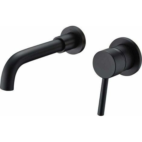 Rubinetto da bagno a parete nero opaco, valvola pretagliata inclusa, (1/4)