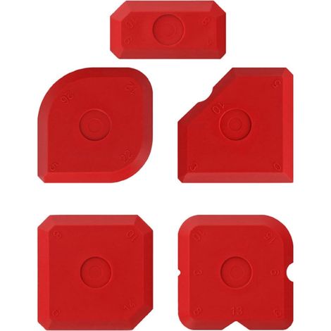 Ensemble de 5 lisseurs à joints rouges - ensemble d'outils de calfeutrage avec différentes formes - par ex. lisseurs pour joints en silicone et acrylique (1/5)