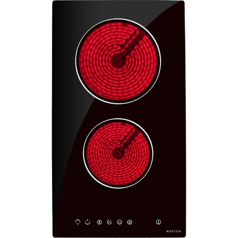 NOXTON Vitrocéramique Table de Cuisson, 2 Foyers Built-in 30cm de Cuisson électrique Plaque de Cuisson en Verre Noir avec Le Contrôle Tactile Senior de Capteur avec Fil Dur (1/5)