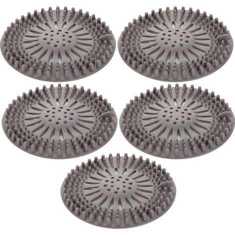 Stoppeur De Cheveux En Silicone - Filtre Évier Douche Baignoire - Diamètre 9 cm - Pour Drain Standard - Lot De 5 (1/5)